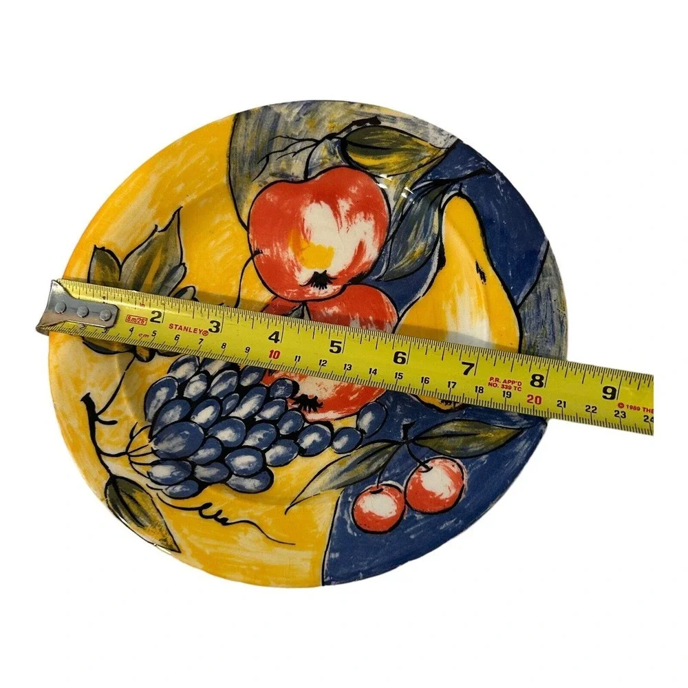 Pier 1 Italian‎ Set Of 2 Plates ABSTRACT Fruit Round 8.25